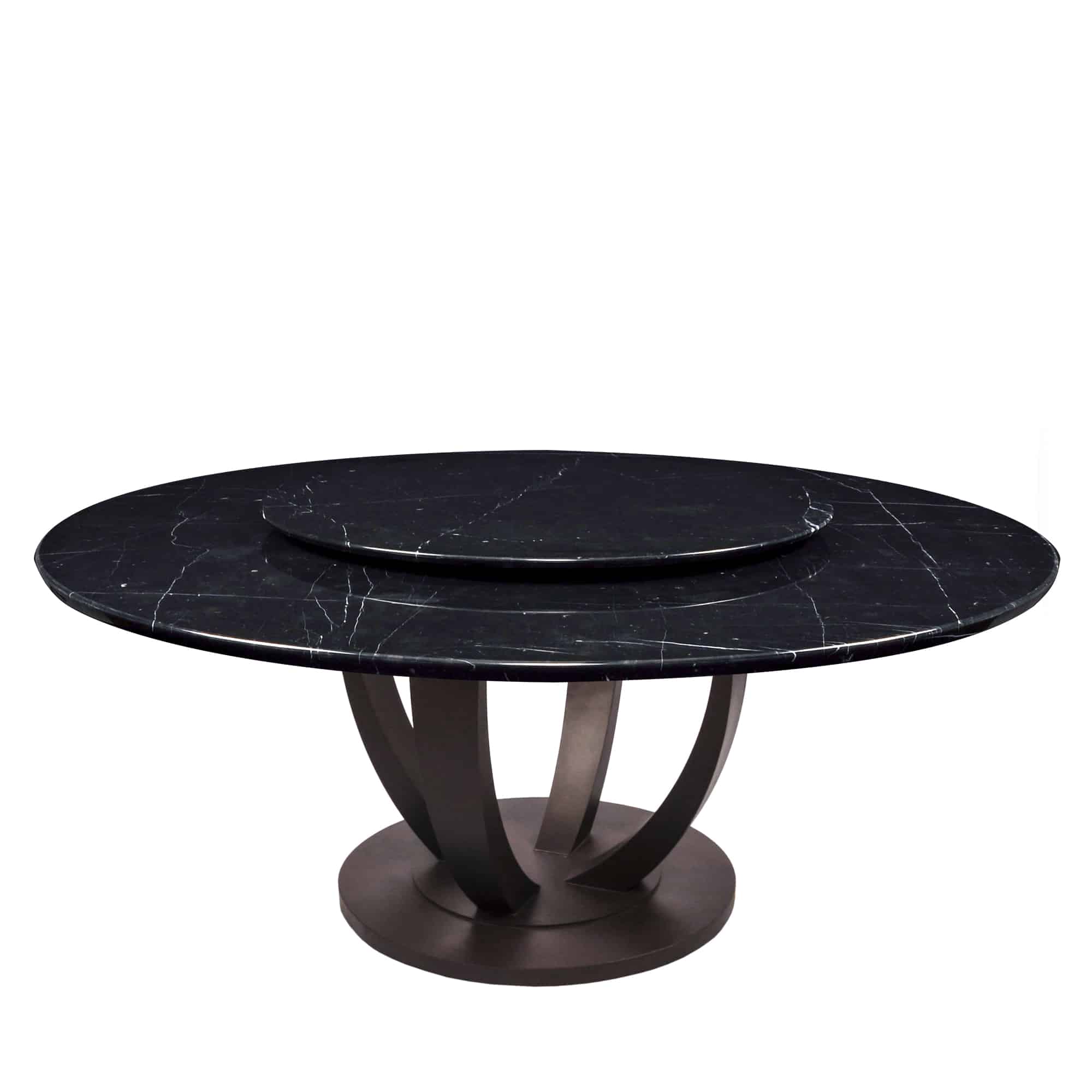 DeCasa Round Marble Dining Table Black Marquina