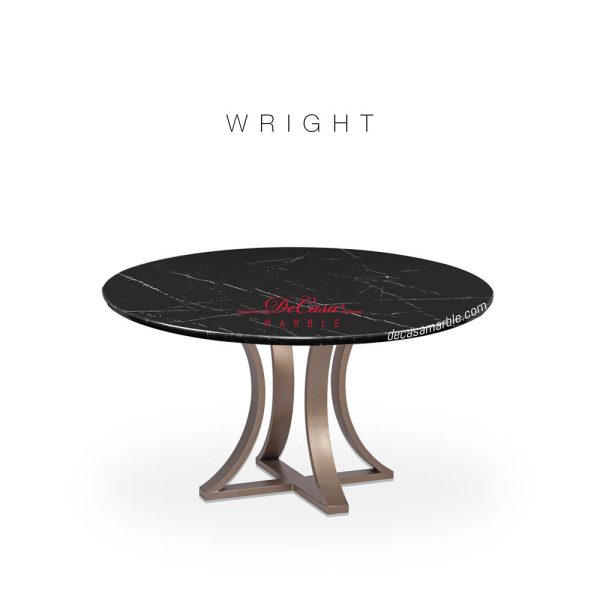 DeCasa Round Marble Dining Table Black Marquina
