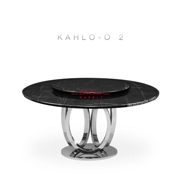 DeCasa Round Marble Dining Table Black Marquina