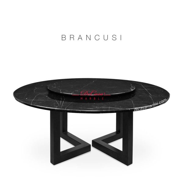 DeCasa Round Marble Dining Table Black Marquina