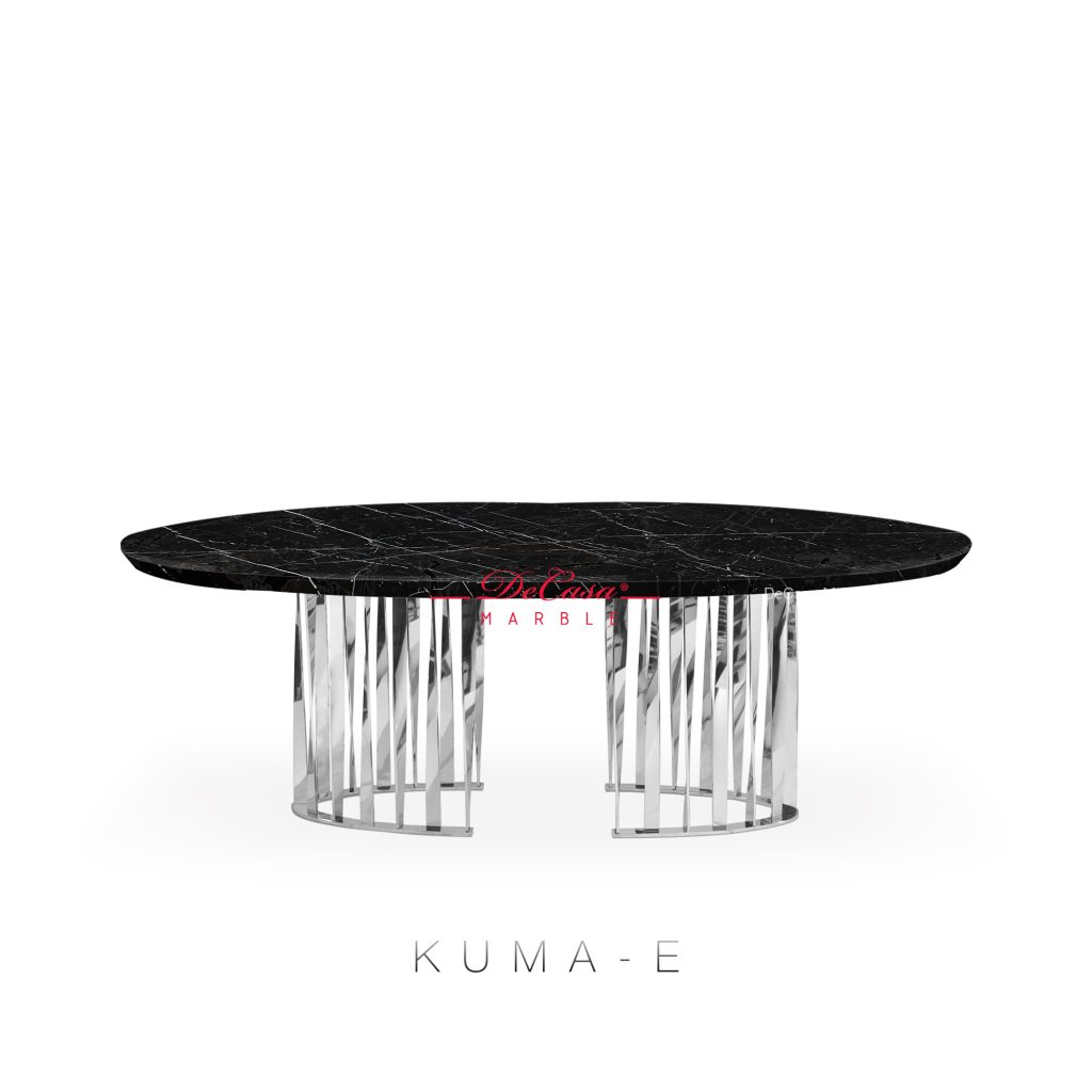 DeCasa Rectangular Marble Dining Table Black Marquina