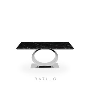 DeCasa Rectangular Marble Dining Table Black Marquina