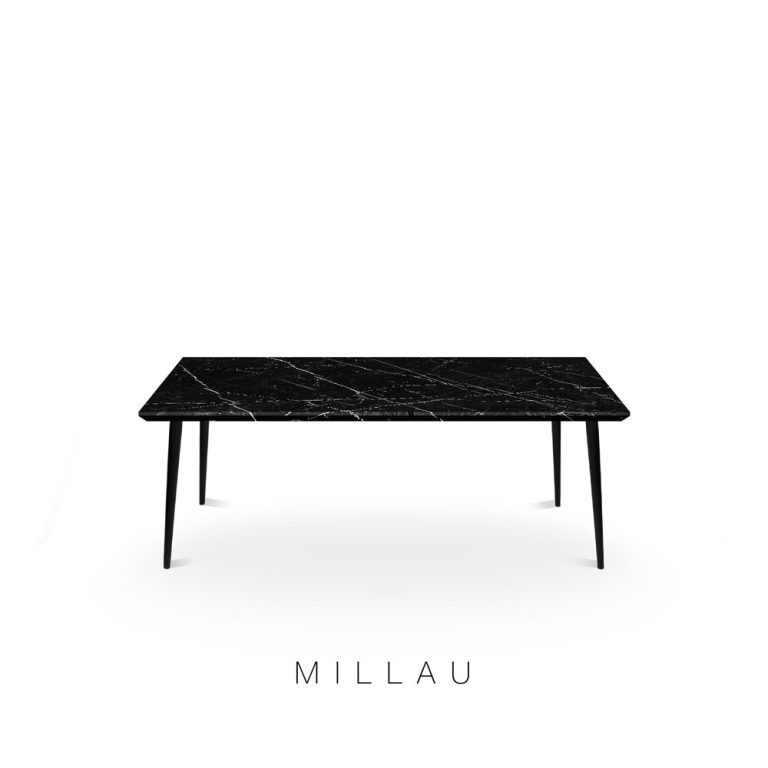 DeCasa Rectangular Marble Dining Table Black Marquina