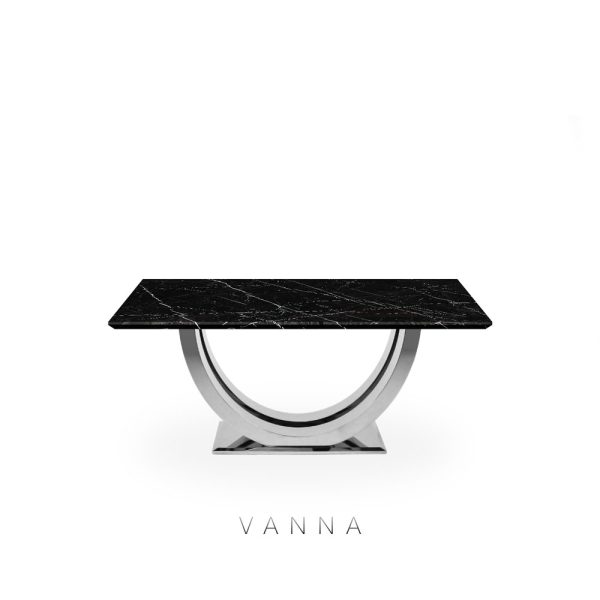 DeCasa Rectangular Marble Dining Table Black Marquina