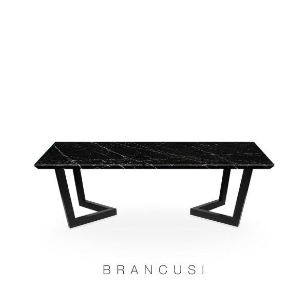 DeCasa Rectangular Marble Dining Table Black Marquina