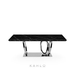 DeCasa Rectangular Marble Dining Table Black Marquina