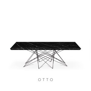 DeCasa Rectangular Marble Dining Table Black Marquina