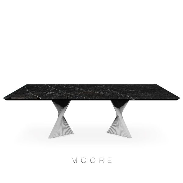 DeCasa Rectangular Marble Dining Table Black Marquina