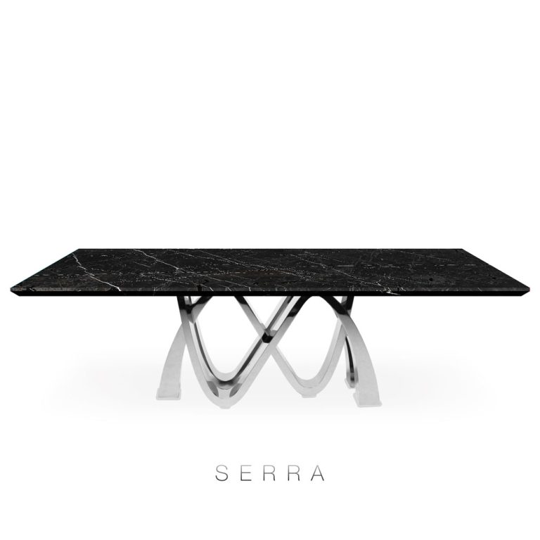 DeCasa Rectangular Marble Dining Table Black Marquina